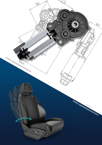 非标定制型带涡轮蜗杆齿轮箱的汽车电动座椅背靠角度调节电机12v12N.m直流齿轮箱电机